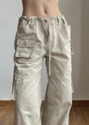 Low Rise Khaki Cargo Pants